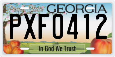 GA license plate PXF0412
