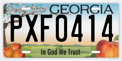 GA license plate PXF0414