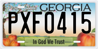 GA license plate PXF0415