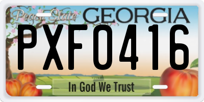 GA license plate PXF0416