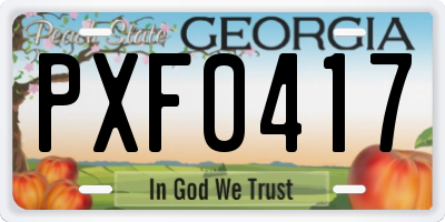 GA license plate PXF0417