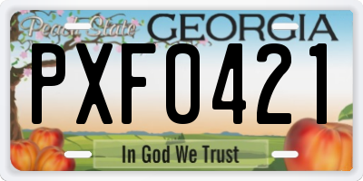 GA license plate PXF0421