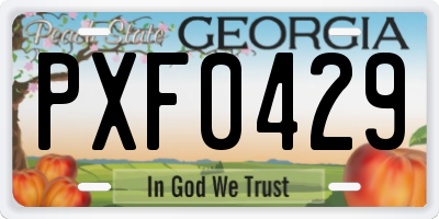 GA license plate PXF0429