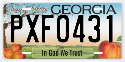 GA license plate PXF0431