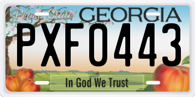 GA license plate PXF0443