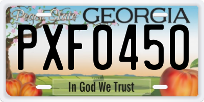 GA license plate PXF0450