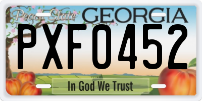 GA license plate PXF0452