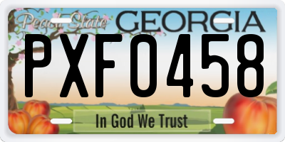 GA license plate PXF0458