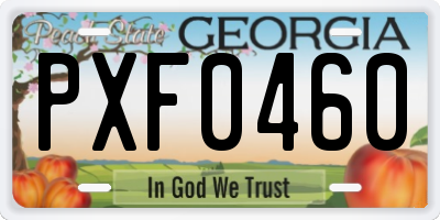 GA license plate PXF0460