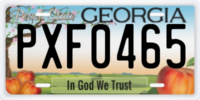 GA license plate PXF0465