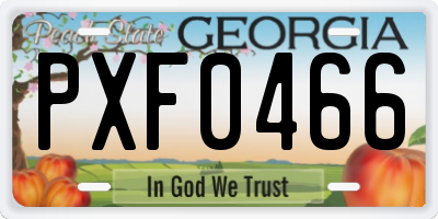 GA license plate PXF0466