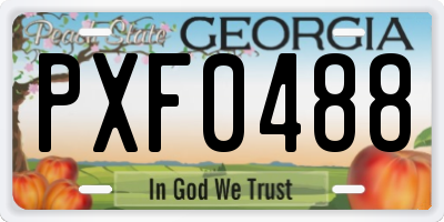 GA license plate PXF0488