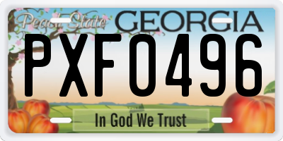 GA license plate PXF0496