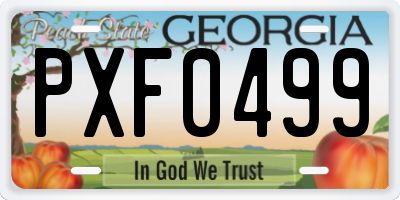 GA license plate PXF0499