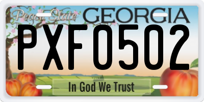 GA license plate PXF0502