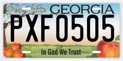 GA license plate PXF0505