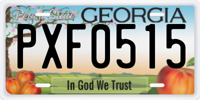 GA license plate PXF0515