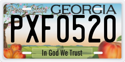 GA license plate PXF0520
