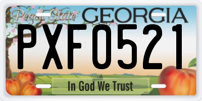 GA license plate PXF0521