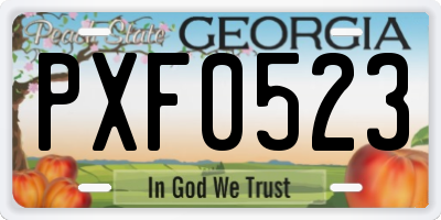 GA license plate PXF0523