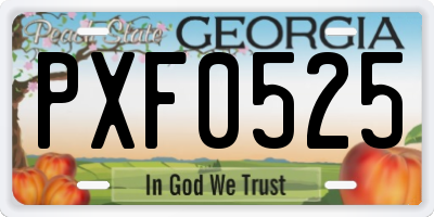 GA license plate PXF0525