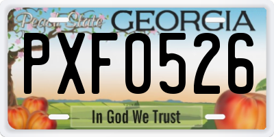 GA license plate PXF0526