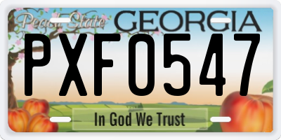 GA license plate PXF0547