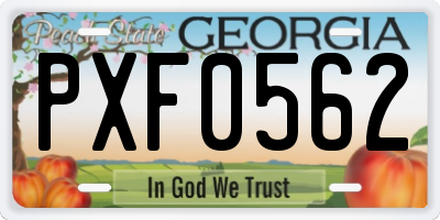 GA license plate PXF0562