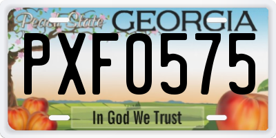 GA license plate PXF0575