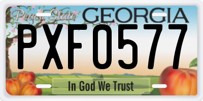 GA license plate PXF0577