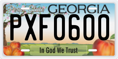GA license plate PXF0600