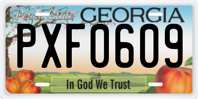 GA license plate PXF0609