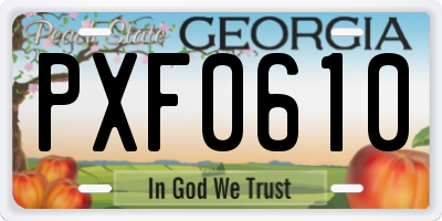 GA license plate PXF0610