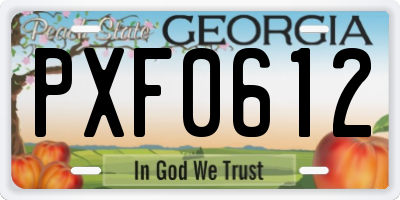GA license plate PXF0612
