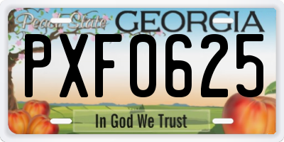 GA license plate PXF0625