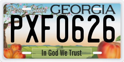 GA license plate PXF0626