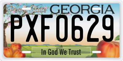 GA license plate PXF0629
