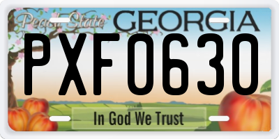 GA license plate PXF0630