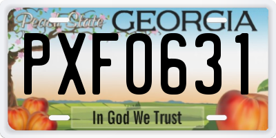 GA license plate PXF0631