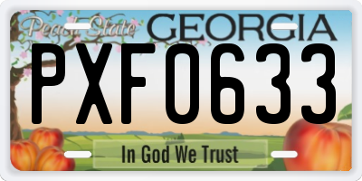 GA license plate PXF0633