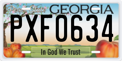 GA license plate PXF0634