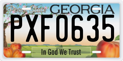 GA license plate PXF0635