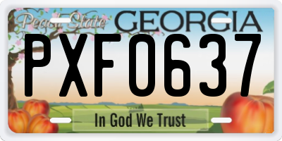 GA license plate PXF0637