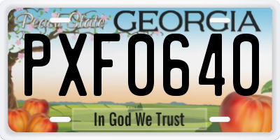 GA license plate PXF0640