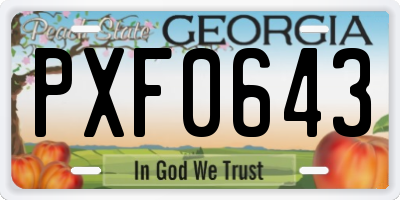 GA license plate PXF0643