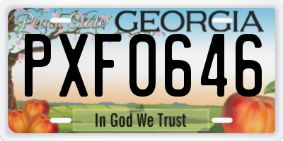 GA license plate PXF0646