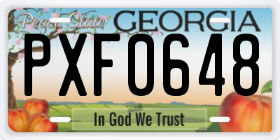 GA license plate PXF0648