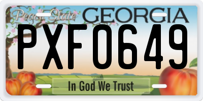 GA license plate PXF0649