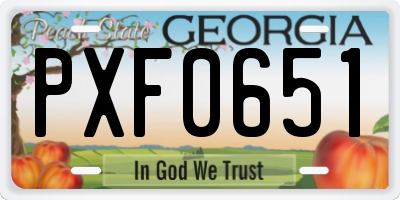 GA license plate PXF0651