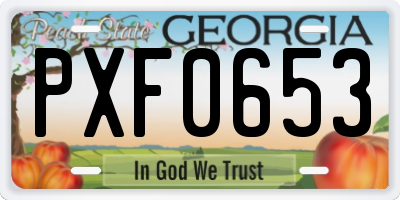 GA license plate PXF0653